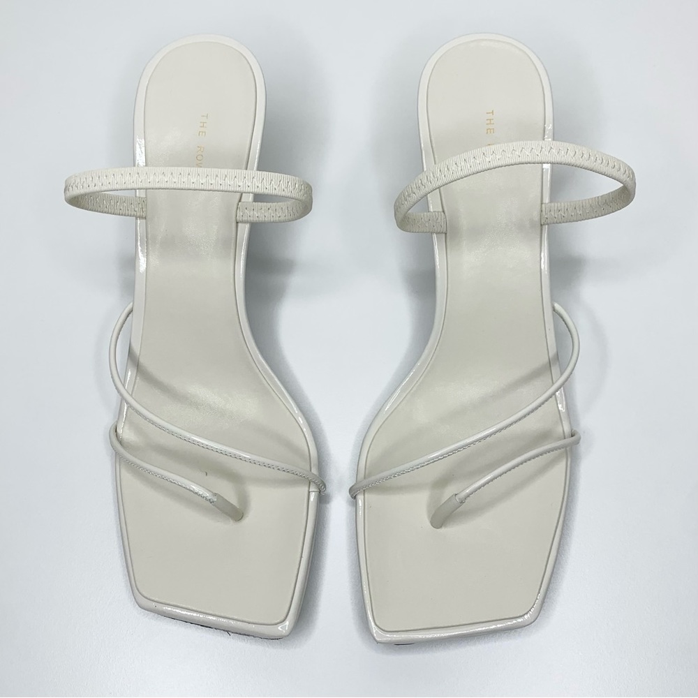 The Row Rai Patent Leather Strappy Kitten Heel Sandals 39